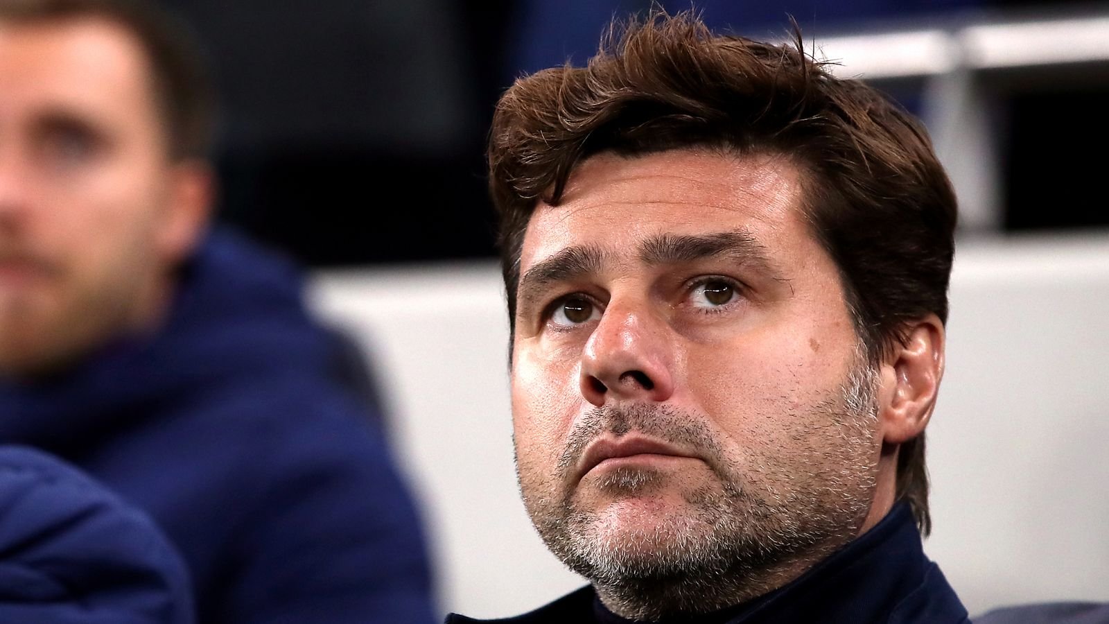 Tottenham Hotspur manager Mauricio Pochettino and Christian Eriksen (background) on the bench during the UEFA Champions League Group B match at Tottenham Hotspur Stadium, London. PA Photo. Picture date: Tuesday October 22, 2019. See PA story SOCCER Tottenham. Photo credit should read: Nick Potts/PA Wire