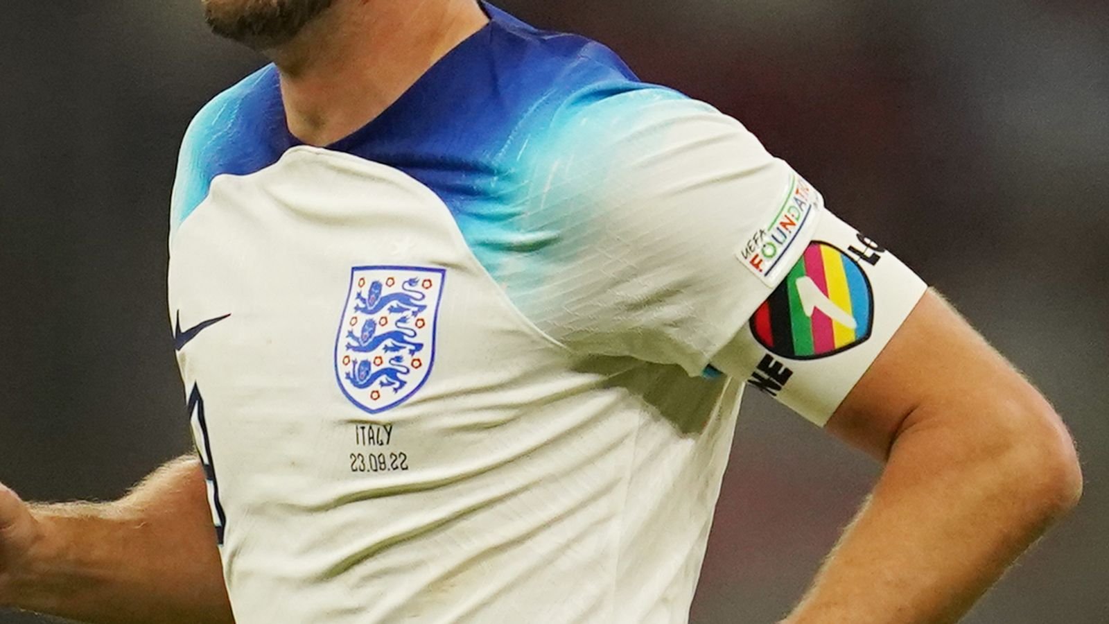 Harry Kane wearing the One Love armband