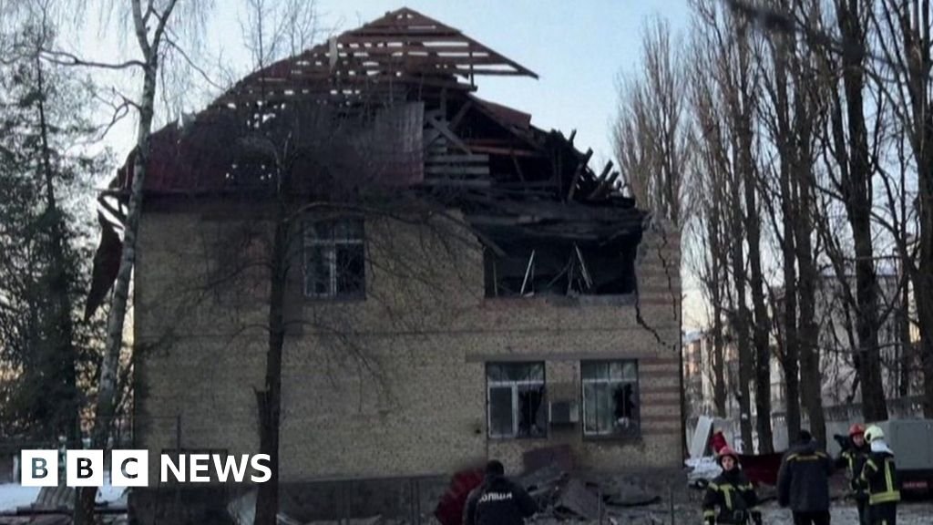 Buildings damaged in Russian strikes on Kyiv