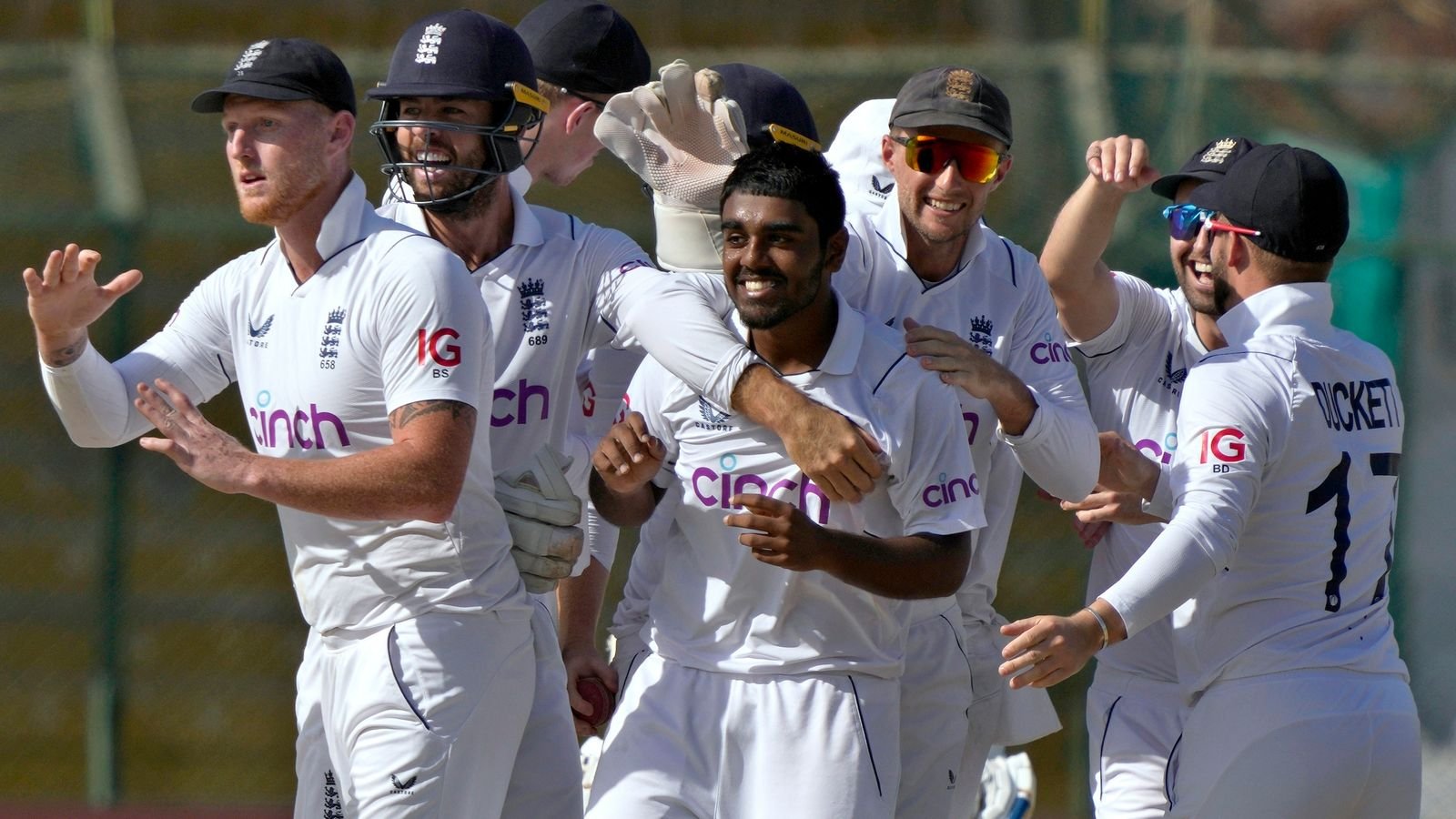 Rehan Ahmed takes two wickets on Test debut as England dismiss Pakistan for 304 on day one in Karachi