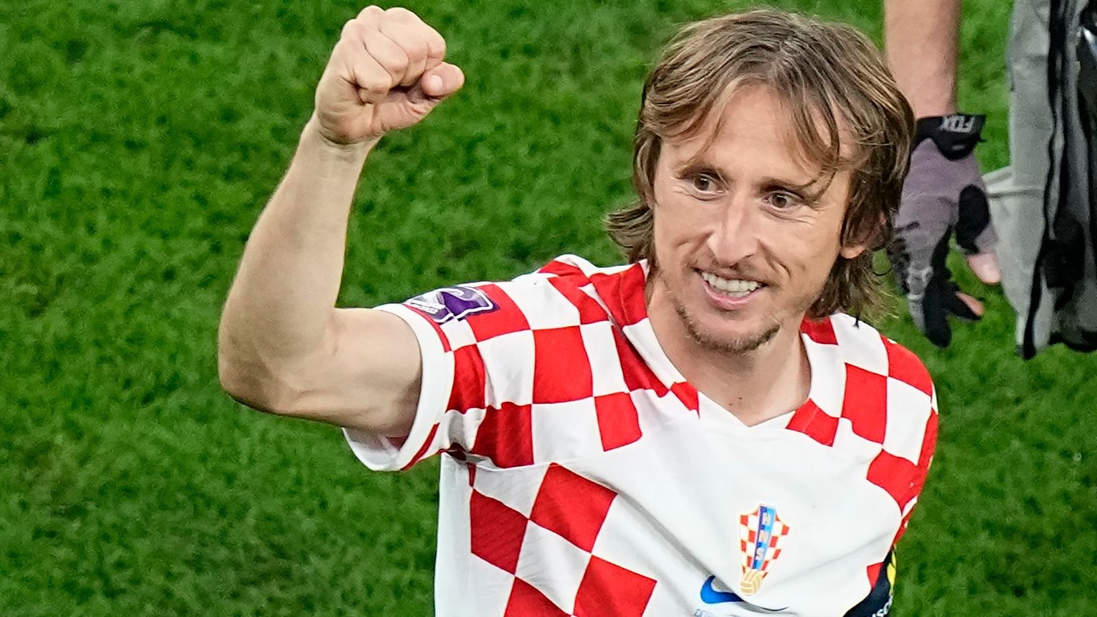 Croatia's Luka Modric celebrates after the World Cup quarterfinal soccer match between Croatia and Brazil, at the Education City Stadium in Al Rayyan, Qatar, Friday, Dec. 9, 2022. (AP Photo/Pavel Golovkin)