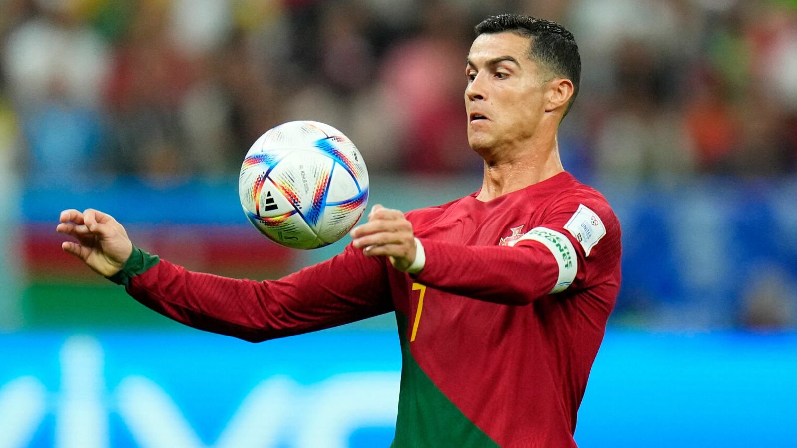 Cristiano Ronaldo controls a pass on his chest