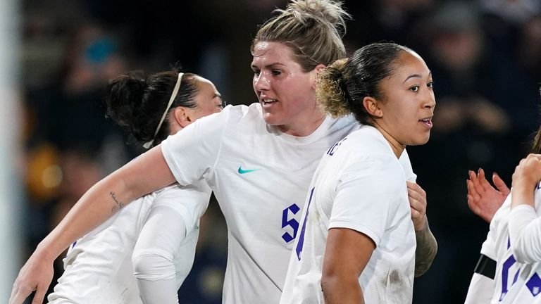 Lauren James celebrates her fourth goal