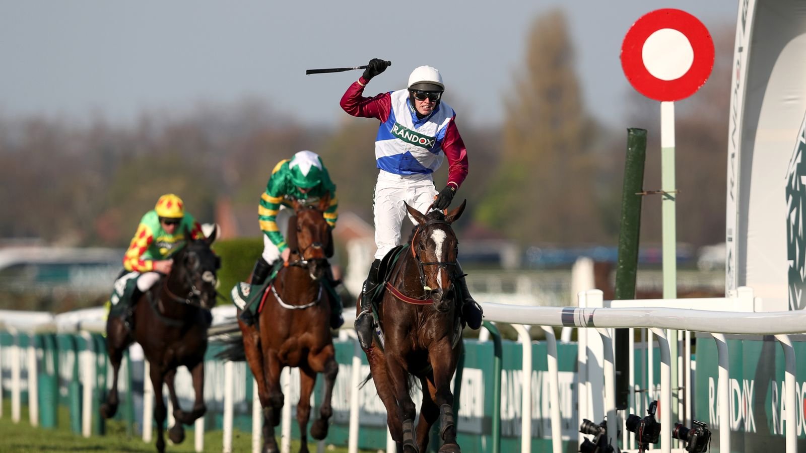 One For Arthur ridden by Derek Fox crosses the line to win the Randox Health Grand National at Aintree