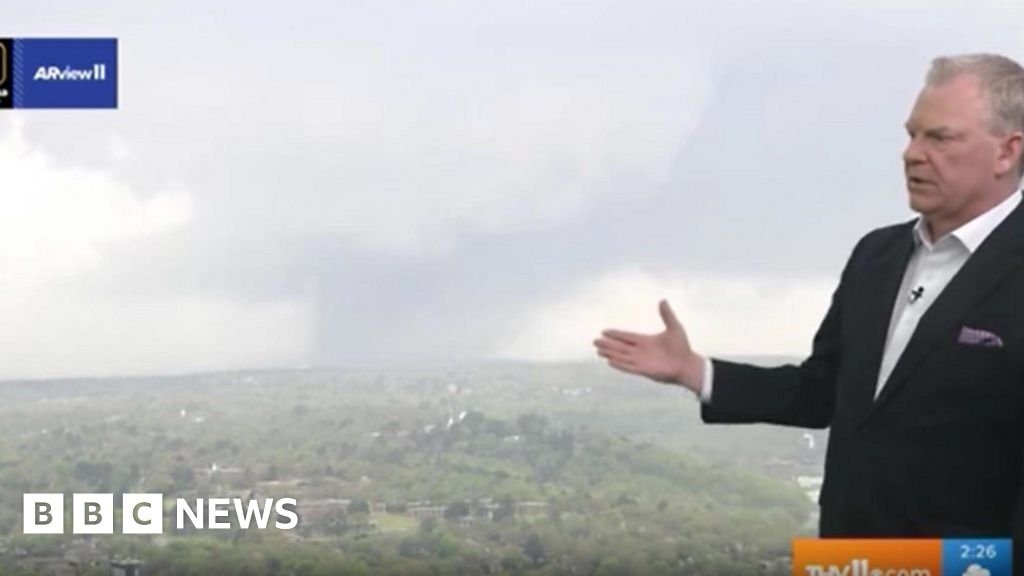 Watch: Weather presenter spots tornado live on air