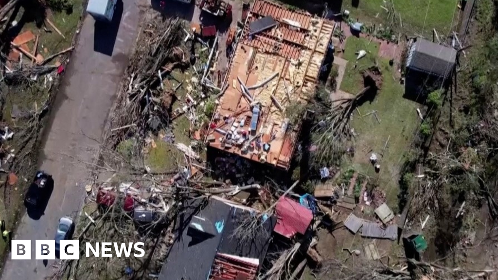 Drone footage shows scale of US tornado wreckage