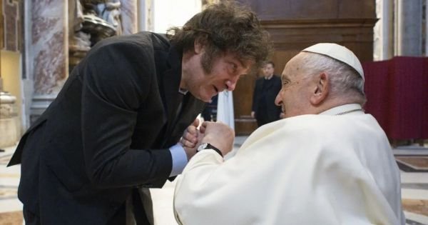 Milei and Francis embrace at Mama Antula's canonization